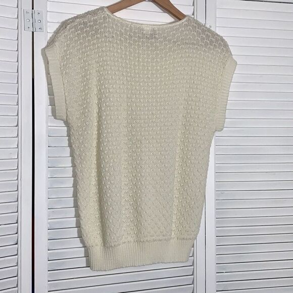 Vintage Cream Sleeveless Sweater Women’s Size Medium - Picture 8 of 16